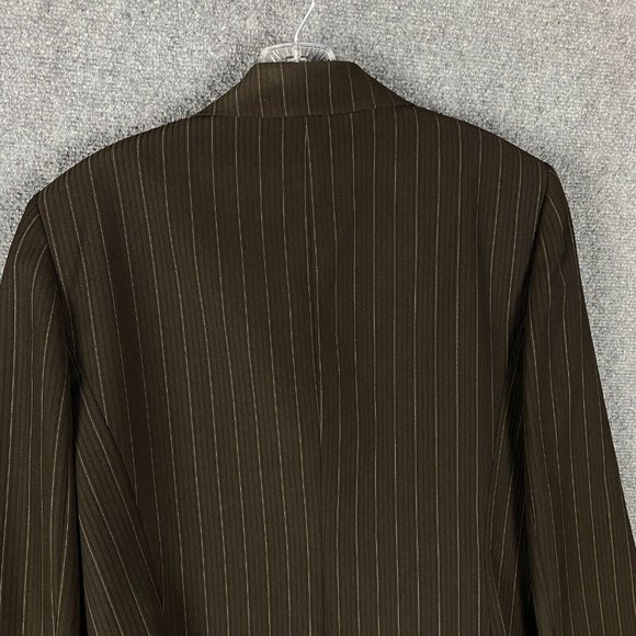 Tahari Blazer Suit Women's Size 16 Brown Striped Polyester Blend Adults - Picture 9 of 9